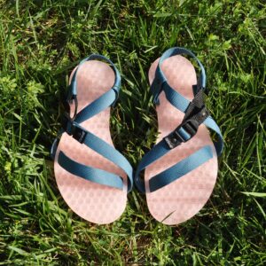 OESH Sandals Athena Rose Quartz Sole Cerulean Straps